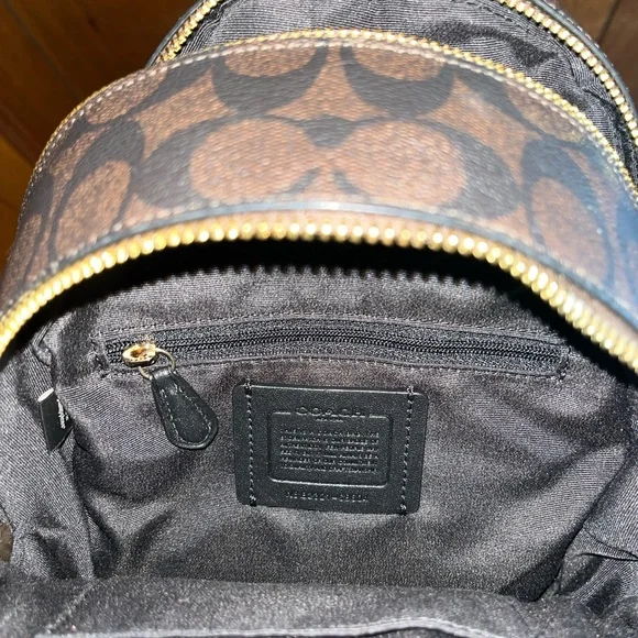 Coach Brown and Black Leather Backpack - Picture 6 of 8